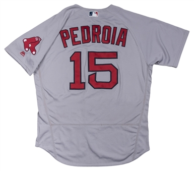 2017 Dustin Pedroia Game Used Photo Matched Boston Red Sox Road Jersey (MLB Authenticated & Resolution Photomatching)
